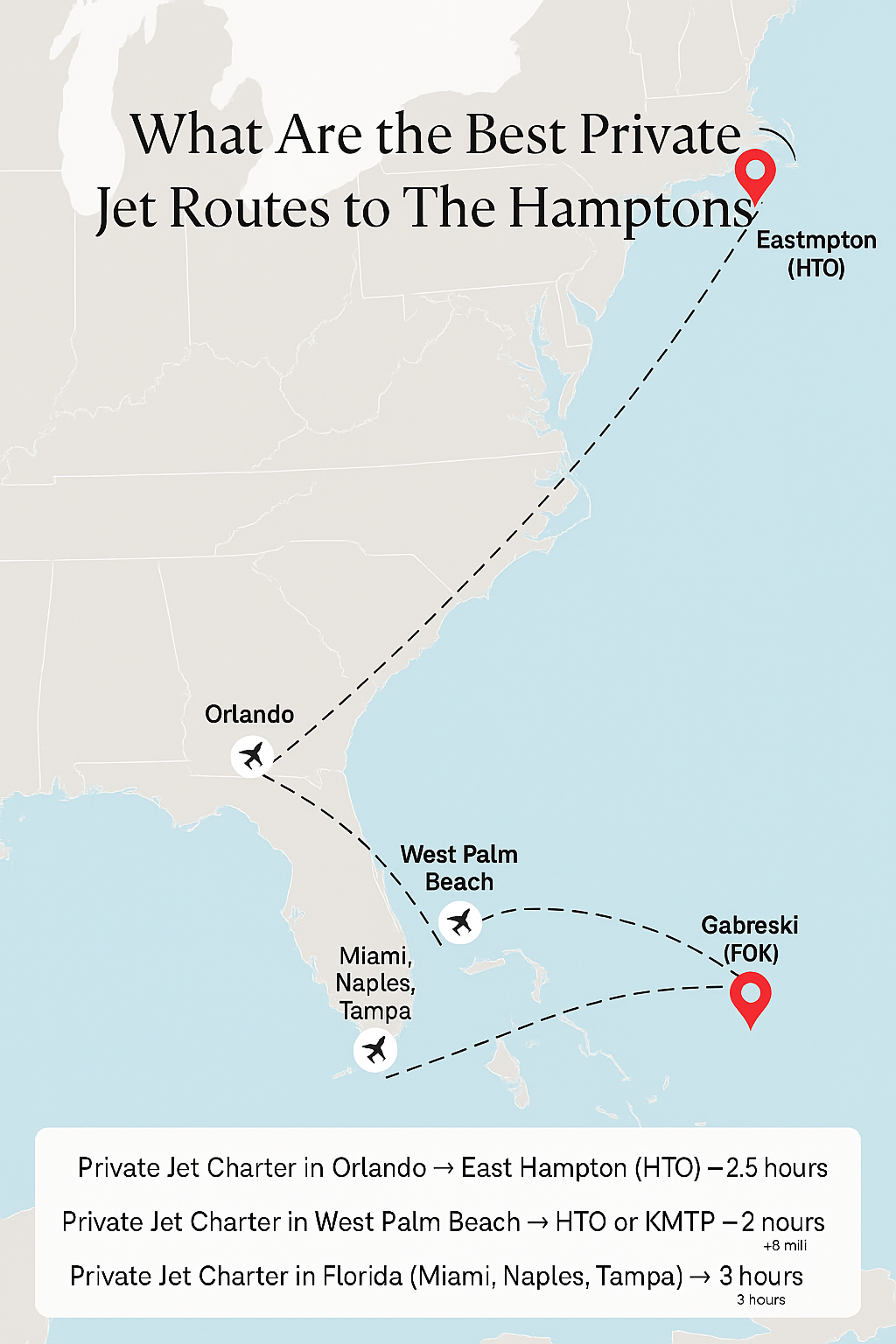 private jet routes the hamptons